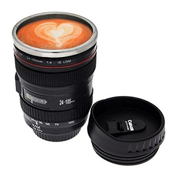 Stainless Steel Camera Lens Coffee Mug with Leak-Proof Lid - 40% OFF TODAY ONLY